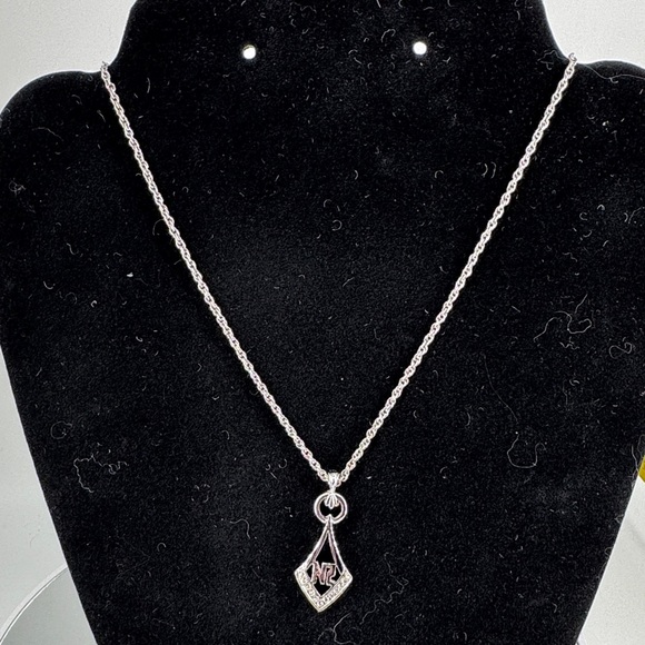 Nina Ricci Silver Pendant Necklace with Swarovski Crystal Accents- New P39